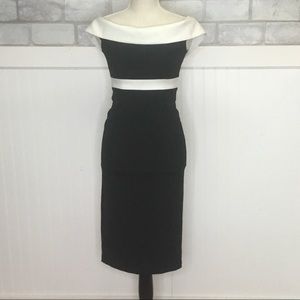 Bardot Black and White Off-Shoulder Dress